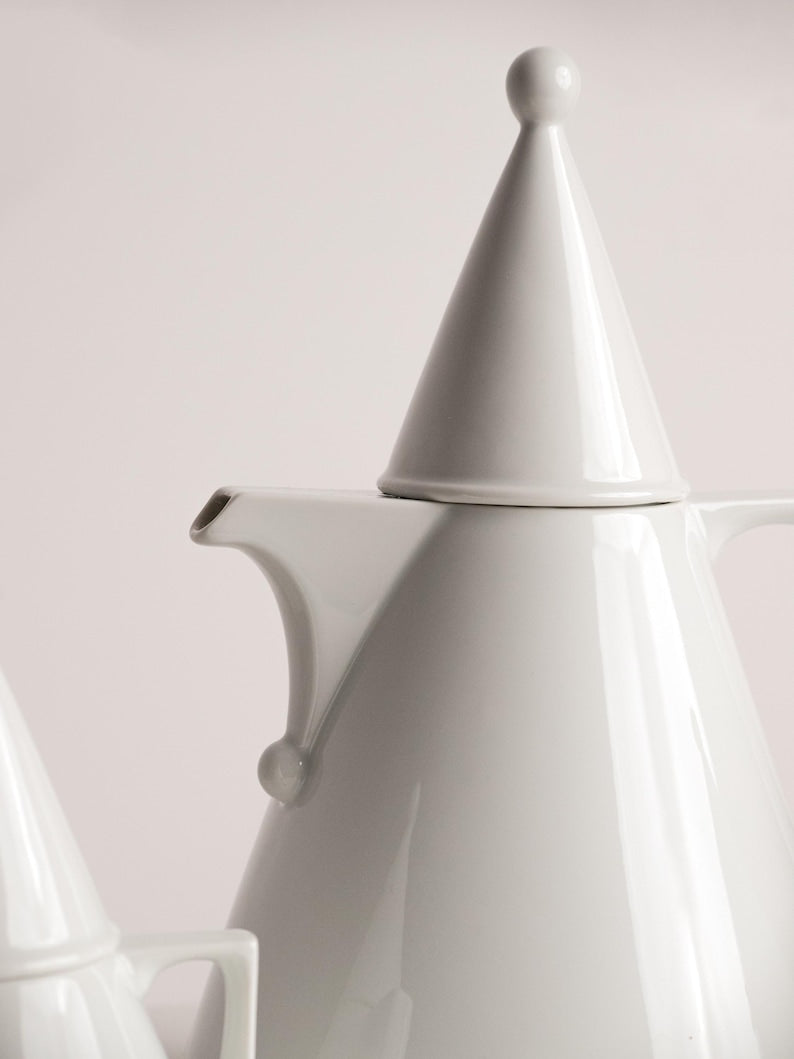 Edelstein Bavaria Coffee Pot Set White Porcelain Mid Century Modernist Design — lifestyle setting