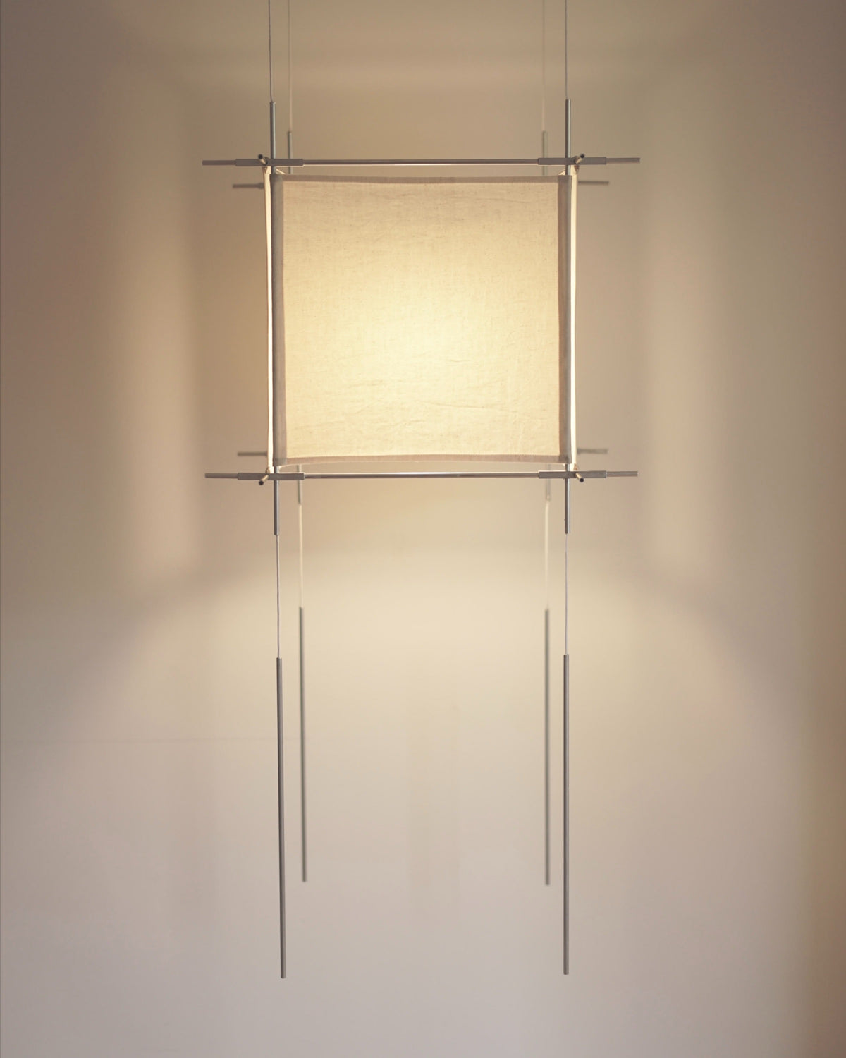 Suspended Pendant Light in Aluminium and Cotton — detail view
