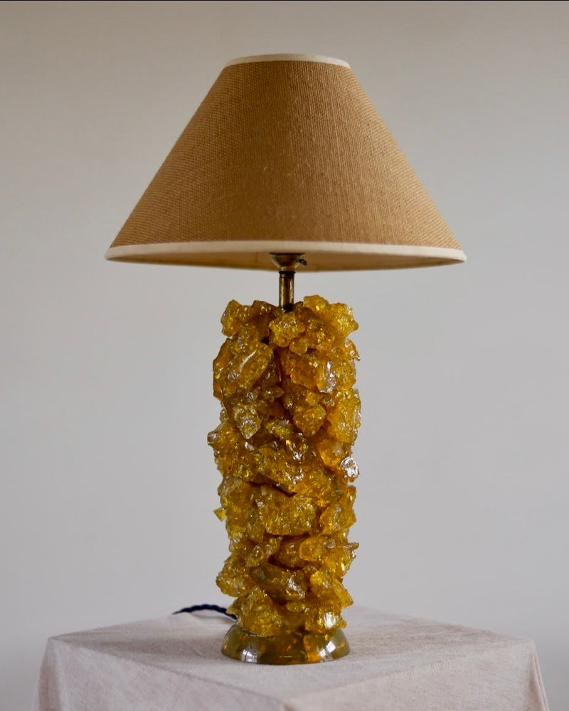 1960s Shatterline 'Cluster' Lamp by Major Lewen Tugwell | The Oblist — amber glass, vintage design