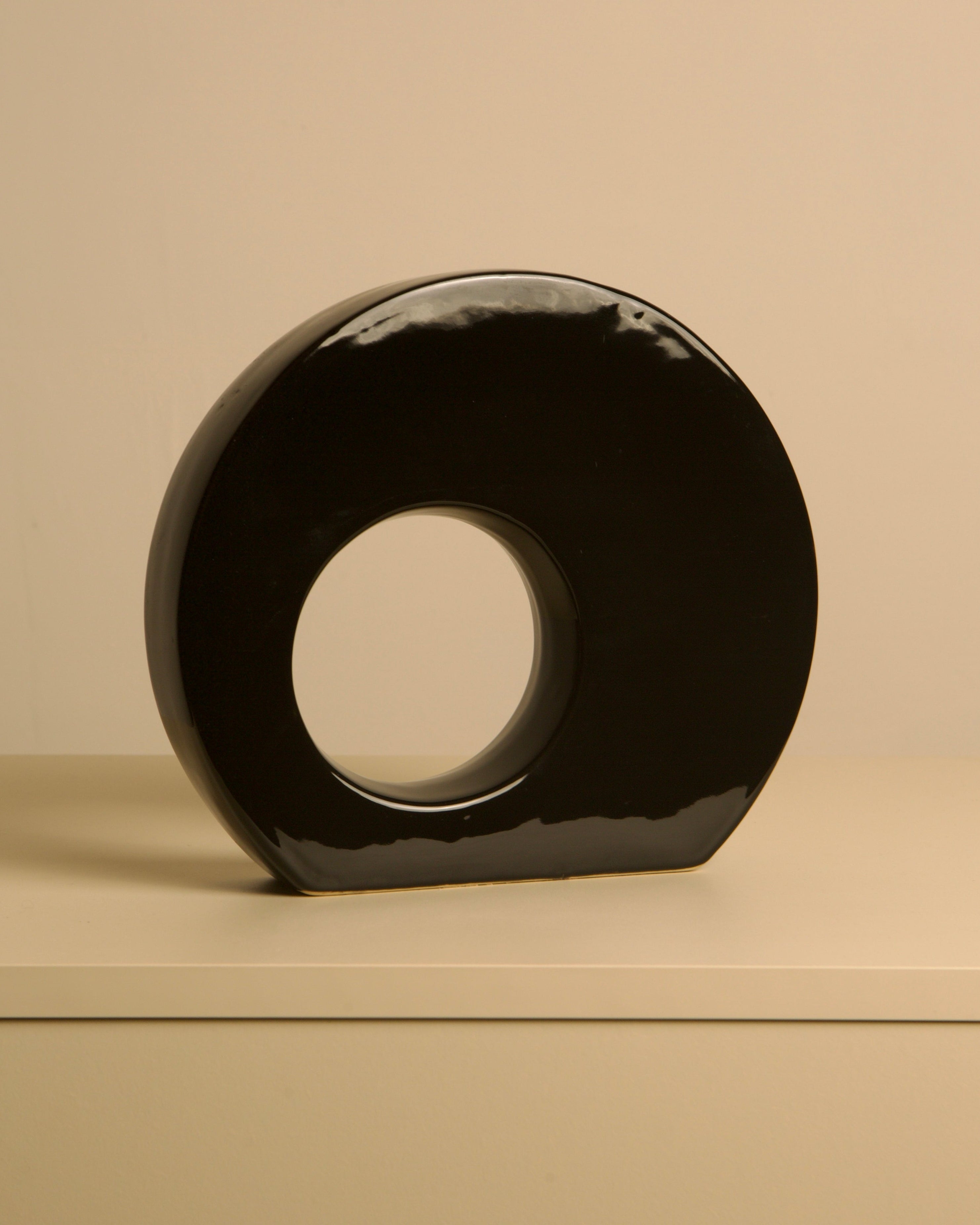 Black Ceramic Vase by Sicart 80's by Treaptyque | The Oblist — handcrafted black finish