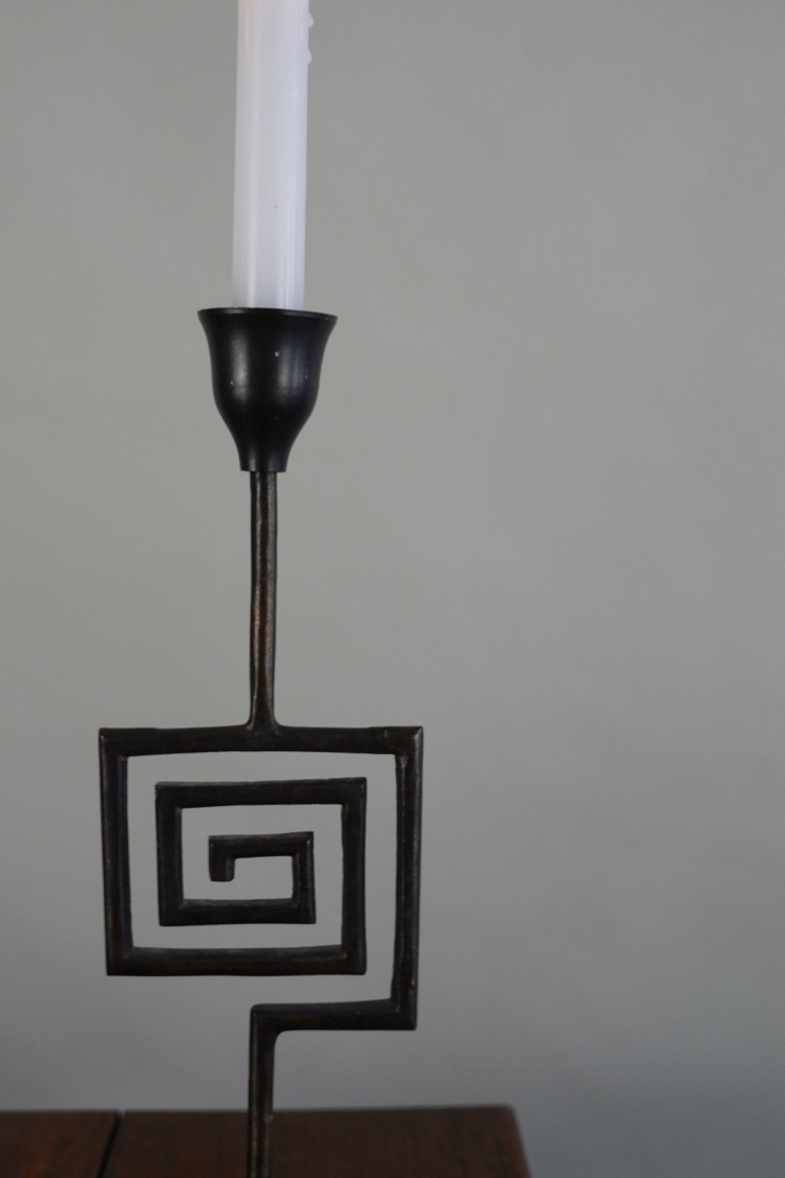 Pair of Geometric Candleholders — detail view