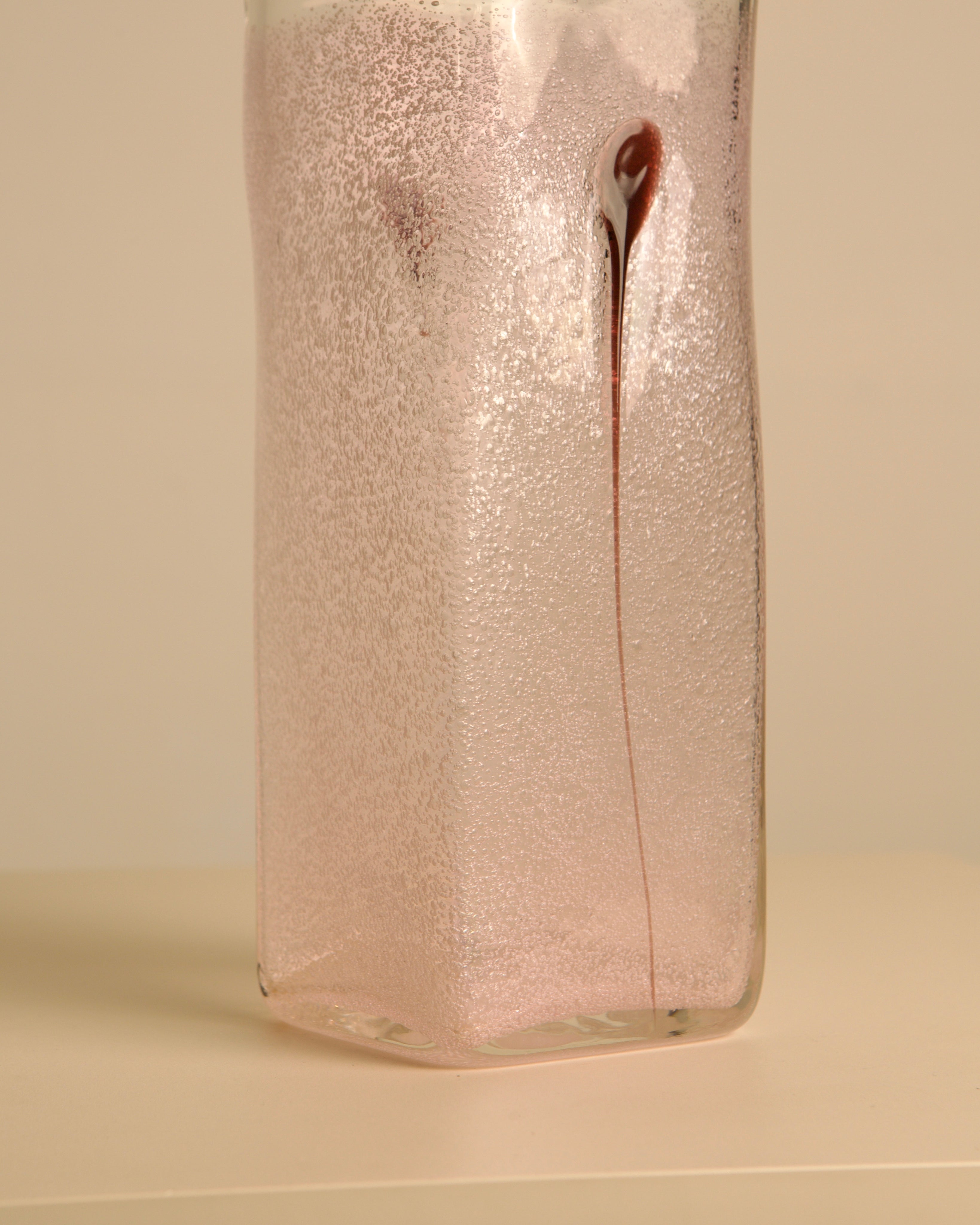 Pair of Italian 80s Murano glass and purple feather vases — lifestyle setting
