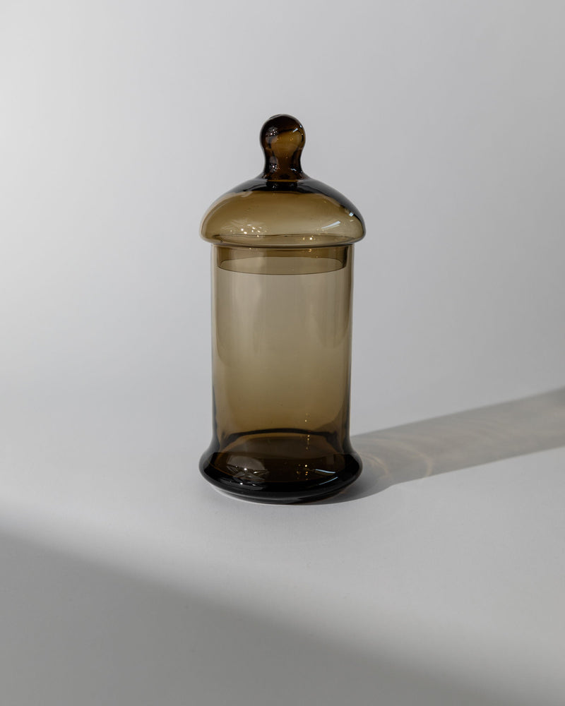 Amber Glass Lidded Box by Bottega Jacobs | The Oblist — vintage amber glass design