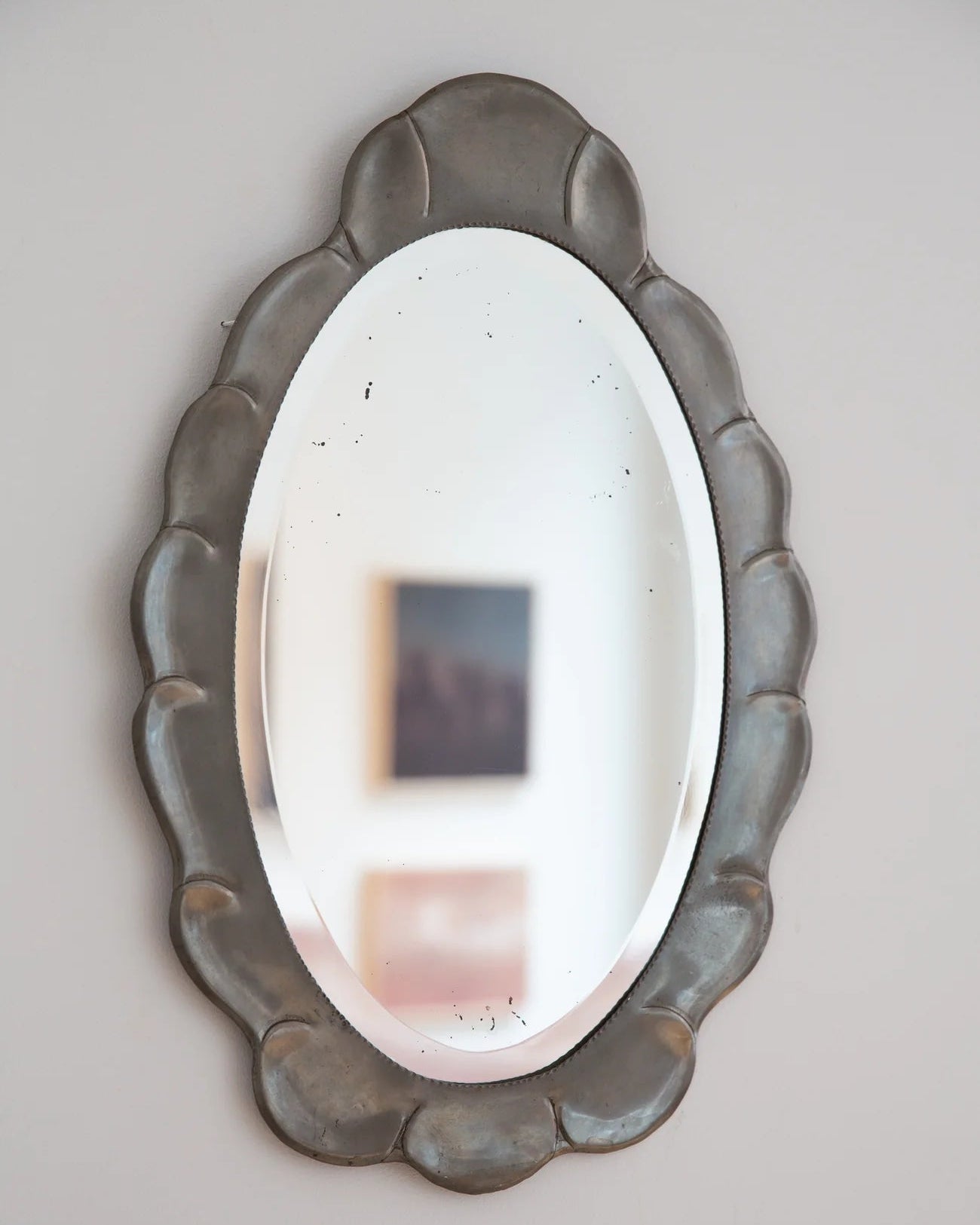 Jugend–Art Deco Pewter Mirror