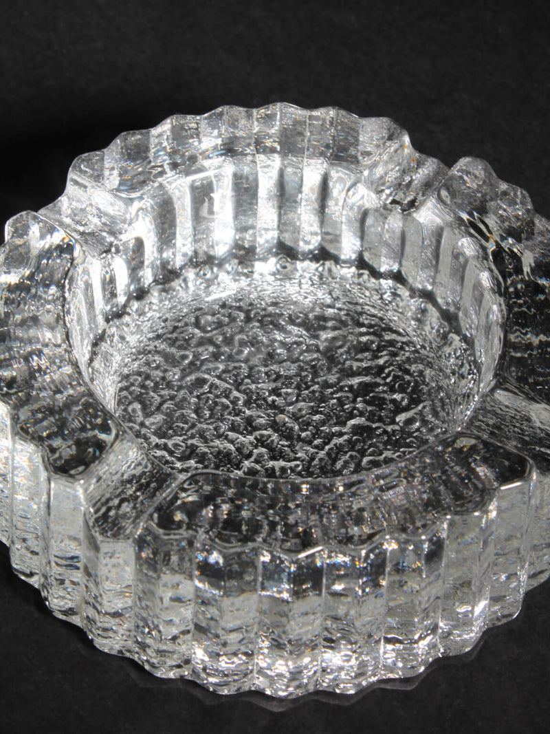 Willy Johansson Crystal Glass Ashtray — close-up of textured clear glass surface