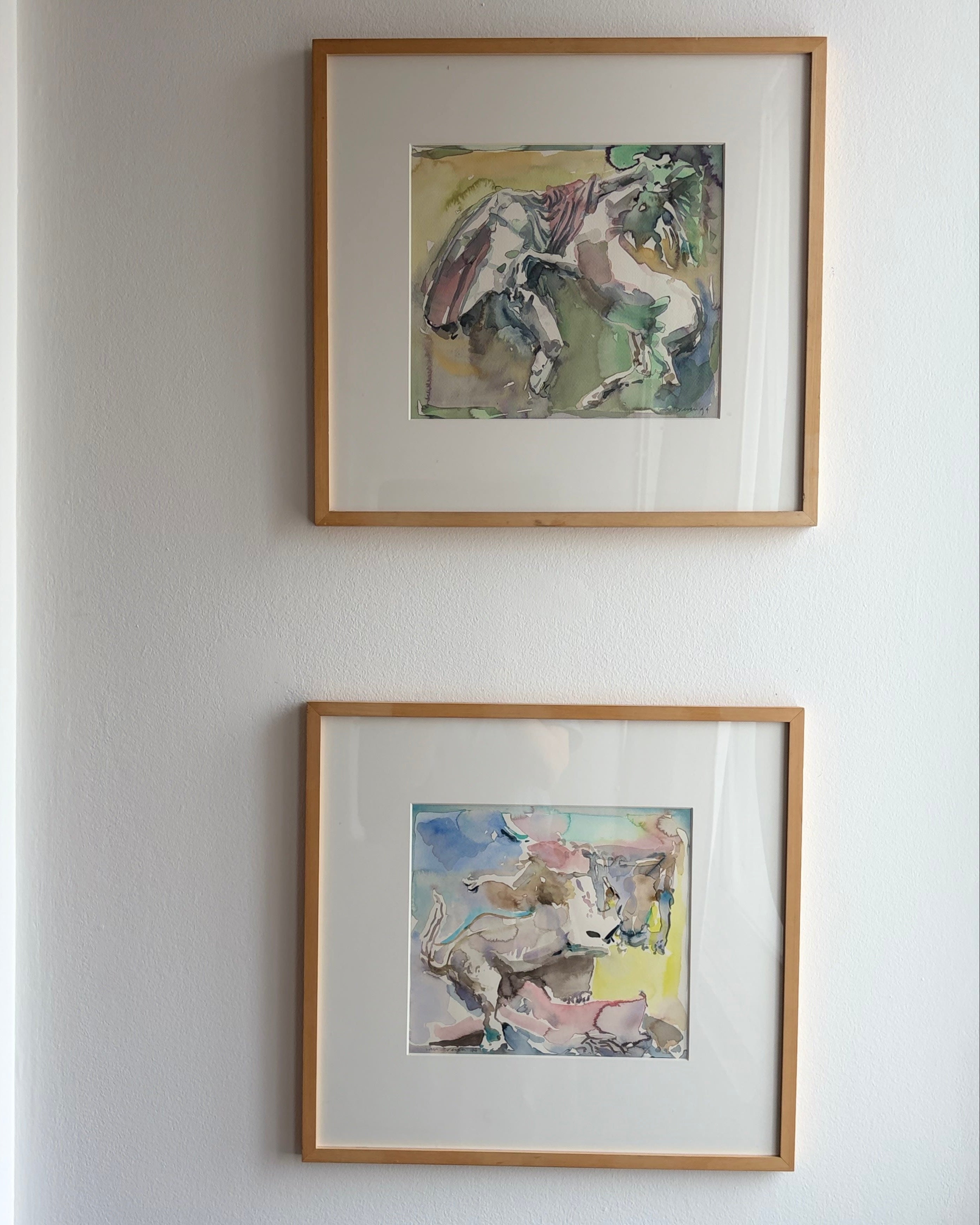 Mythological Watercolor Diptych, Maarten van Dreven (1941–2001) — side angle