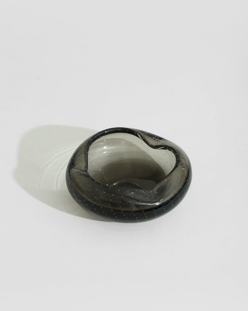 Italian Glass Catchall by Villa | The Oblist — smoky gray glass artisan dish