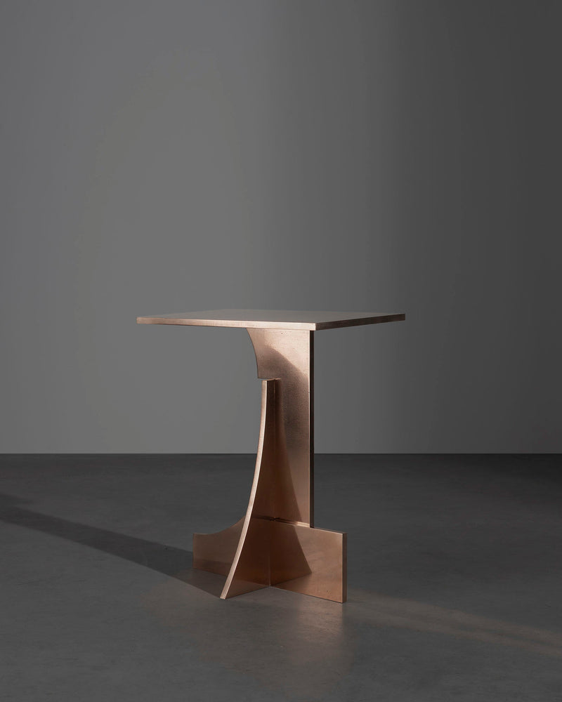JG no1 - Side Table — close-up of polished copper finish