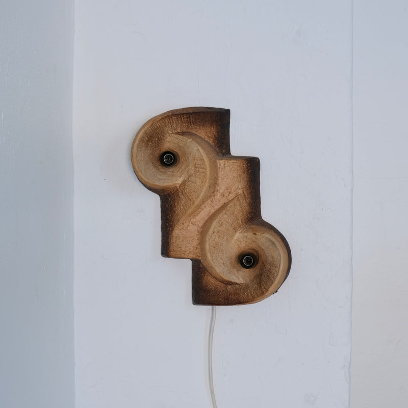 Brutalist Ceramic Wall Sconce, Netherlands, 1960s — close-up of textured ceramic surface
