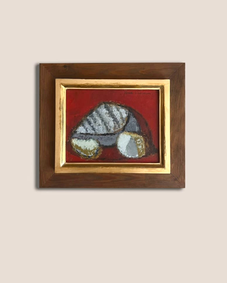 Midcentury Red Still Life with Shells by Médecine | The Oblist