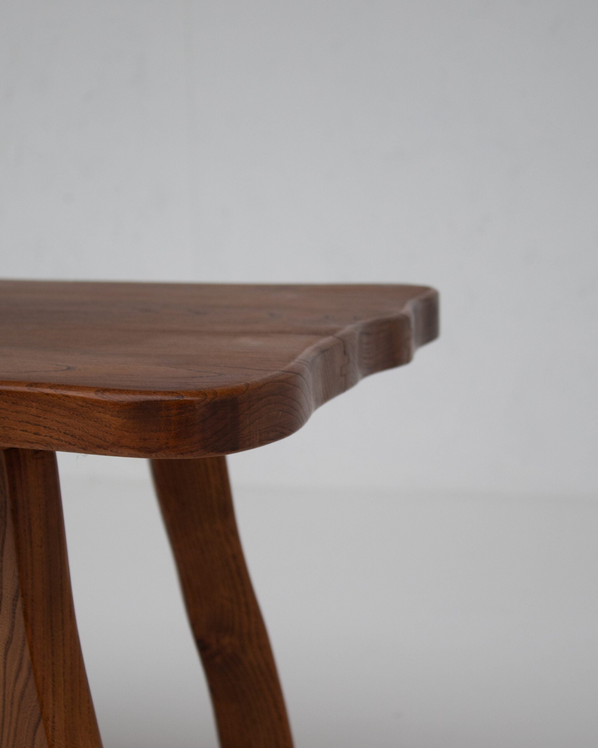 Handcrafted Sculptural Brutalist Solid Elm Side Table — alternate view
