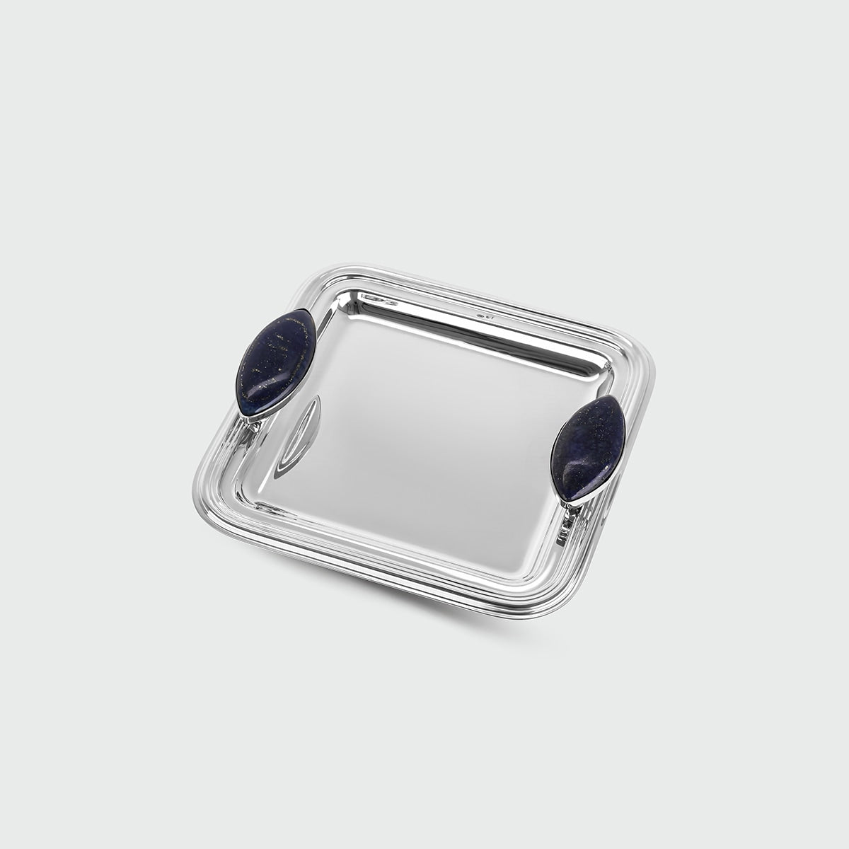 Square Lazuli Tray by Tavares 1922 | The Oblist — silver metal, artisan handles