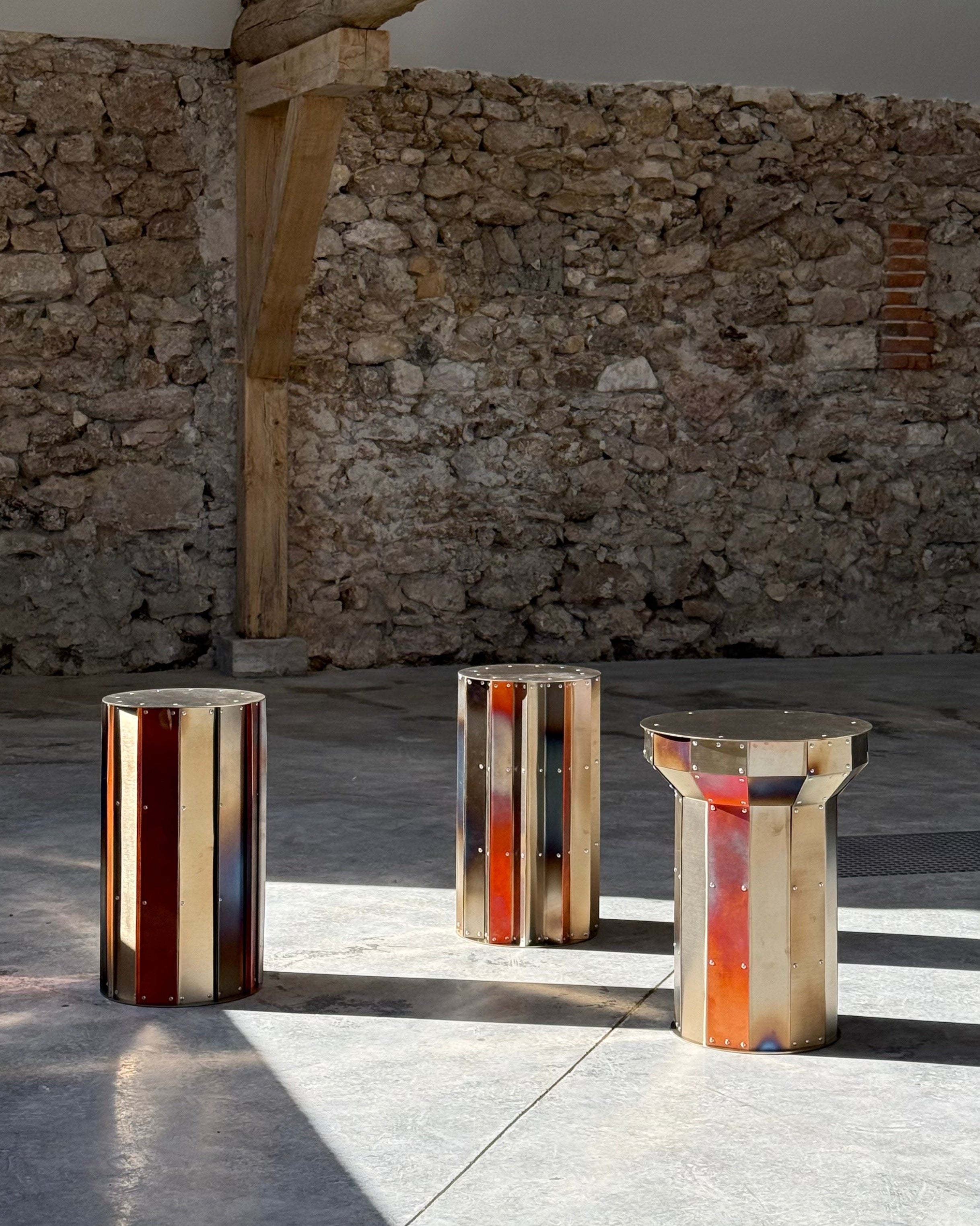 Set of 3 Stools – Golden Ruins Collection by Theo Galliakis | The Oblist