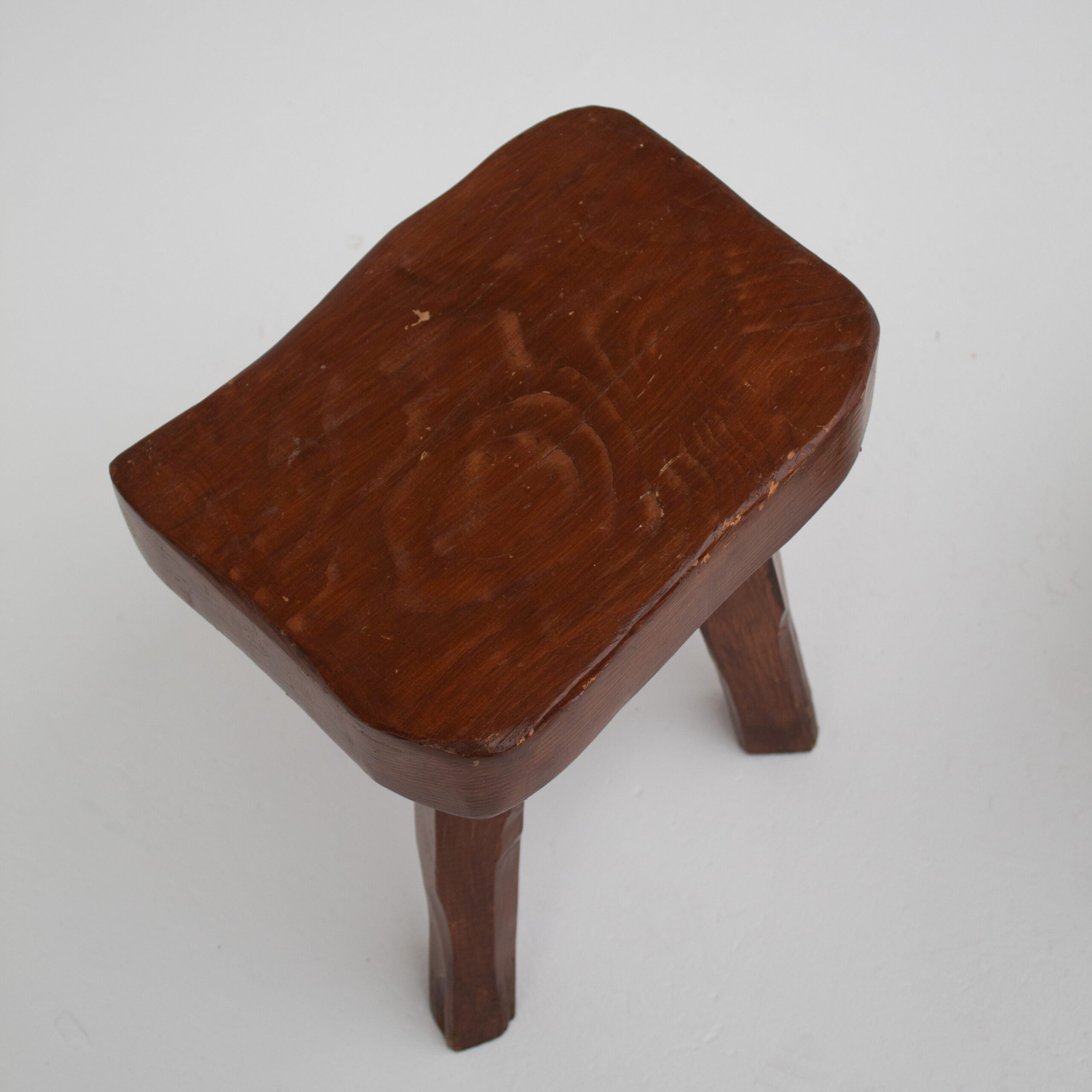 Pair of Sculptural Solid Wood Brutalist Stools, France, 1960s — view 10