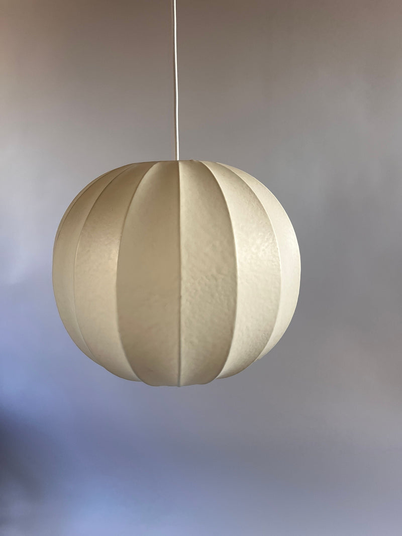 Italian Cocoon pendant lamp with ribbed cream shade by Castiglioni