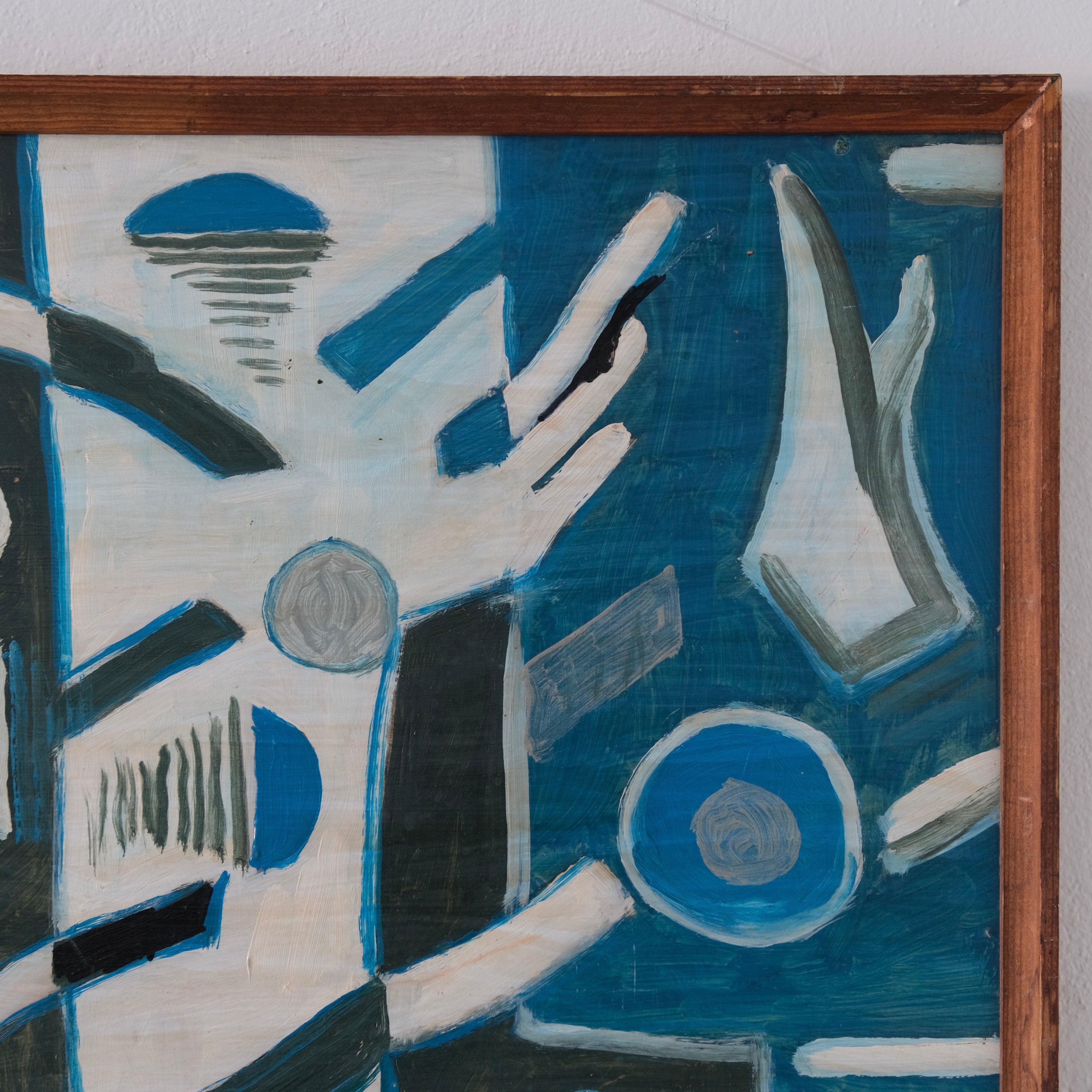 Uldis Rēdelis Blue Abstract Painting "Items", Latvia, 2006 — close-up of painted details in blue tones
