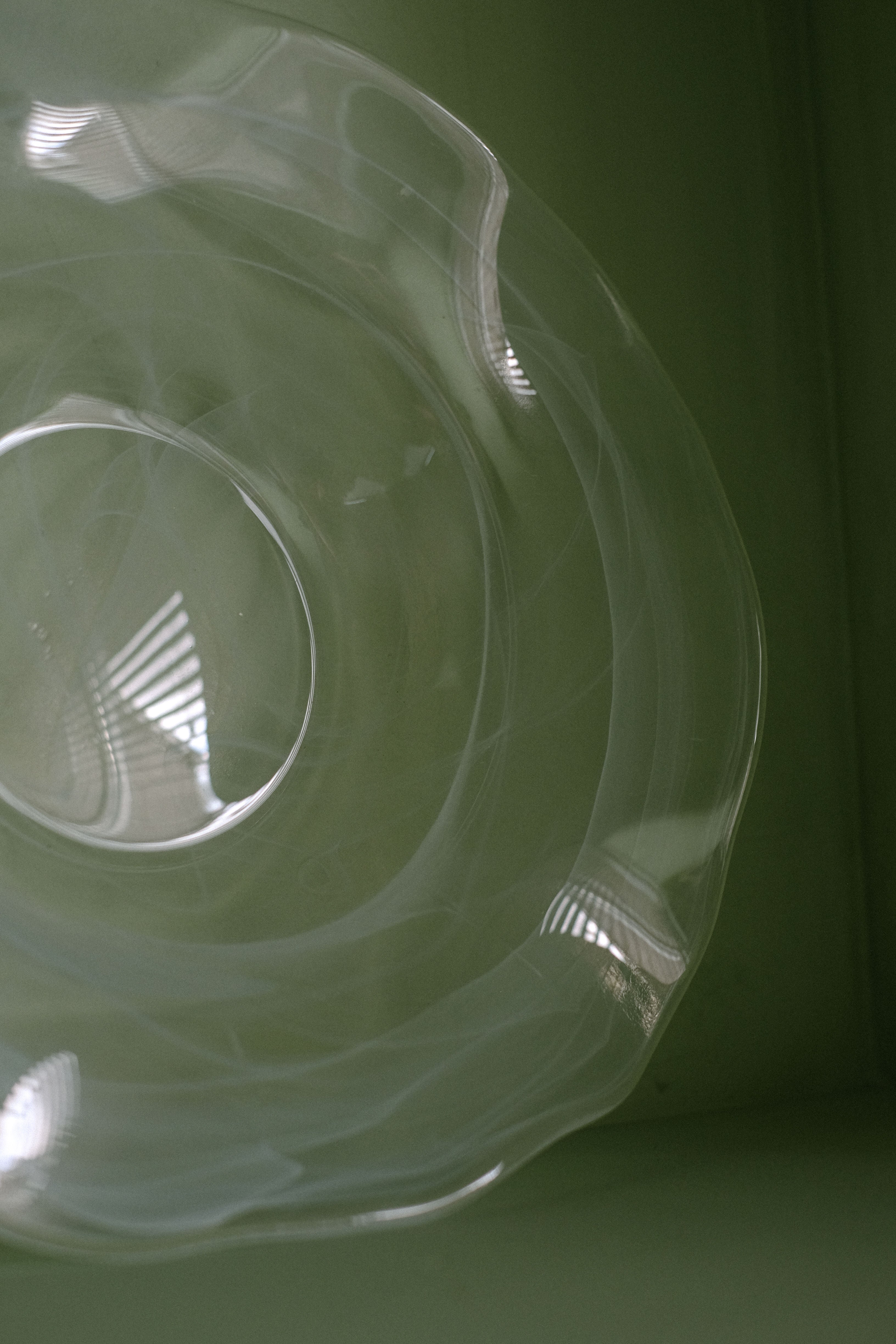 Swirl Glass Bowl — top view of translucent glass surface