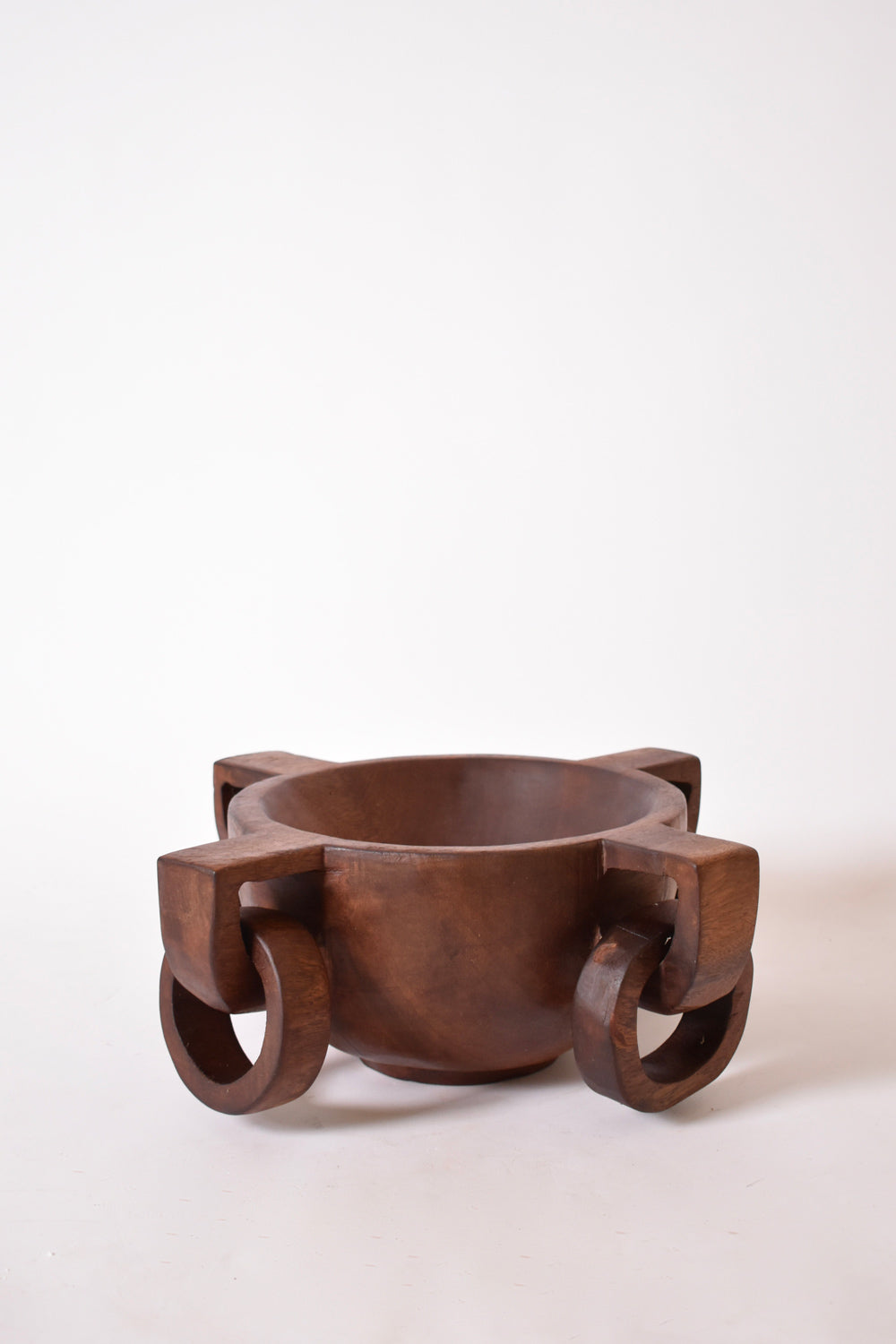 African Work Large Bowl with Handles, 1970s — detail view