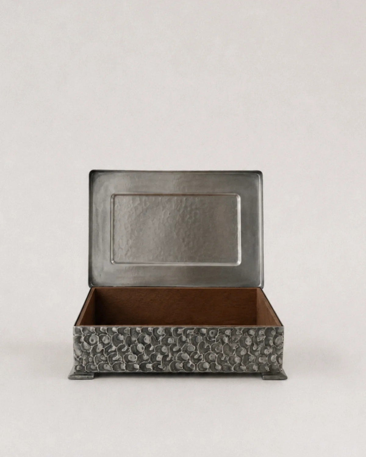 Brutalist Pewter Box — detail view