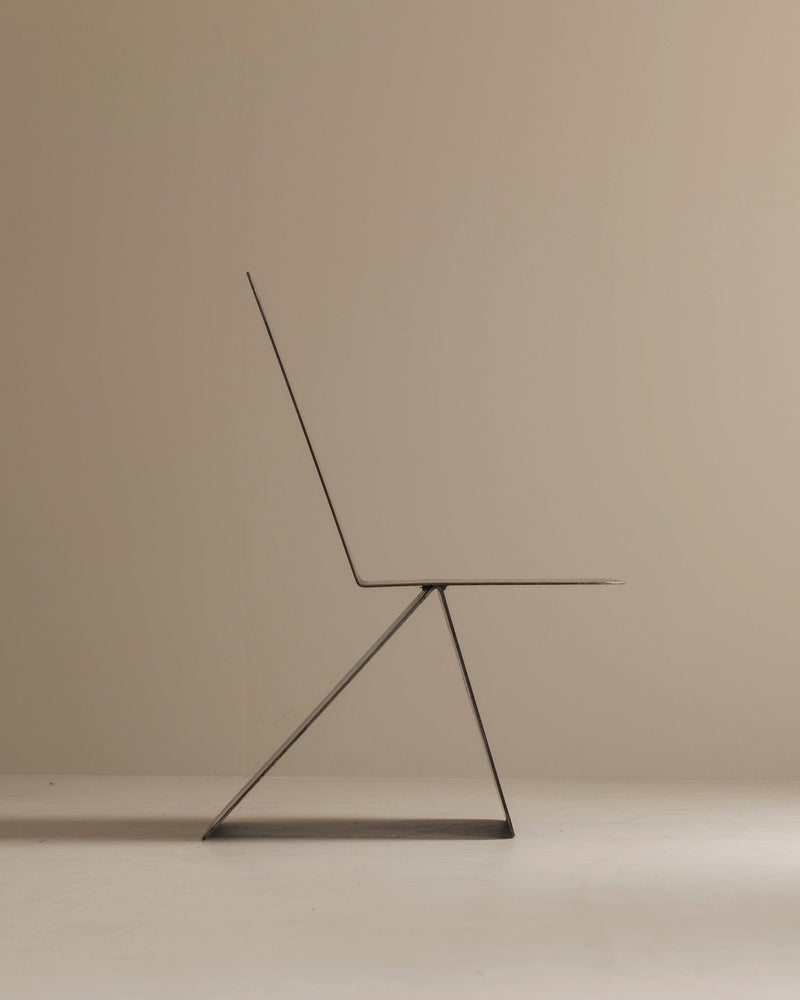 Prototype Modernist Architectural Side Chair, 1980s — side profile showing metal frame design