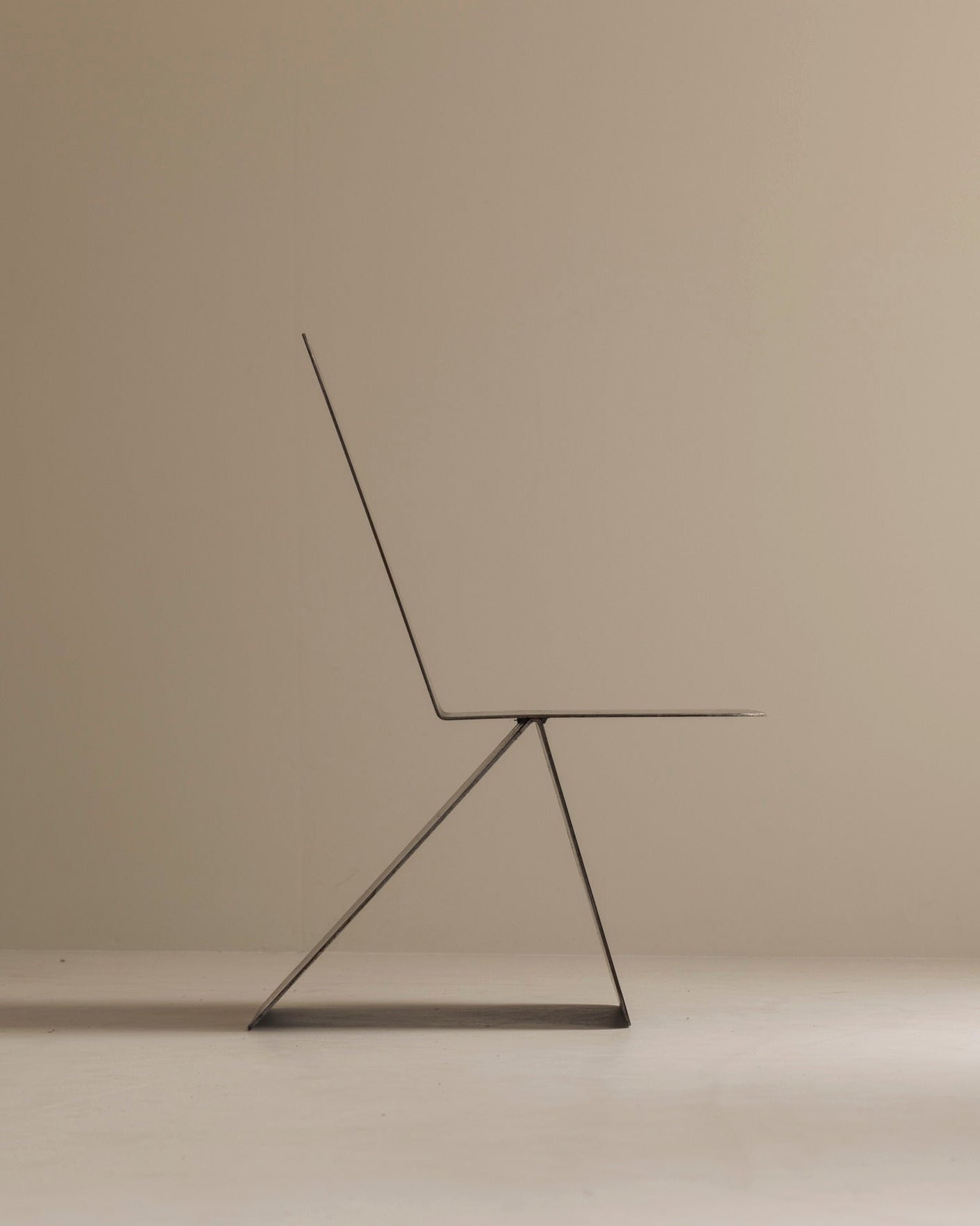 Prototype Modernist Architectural Side Chair, 1980s — side profile showing metal frame design