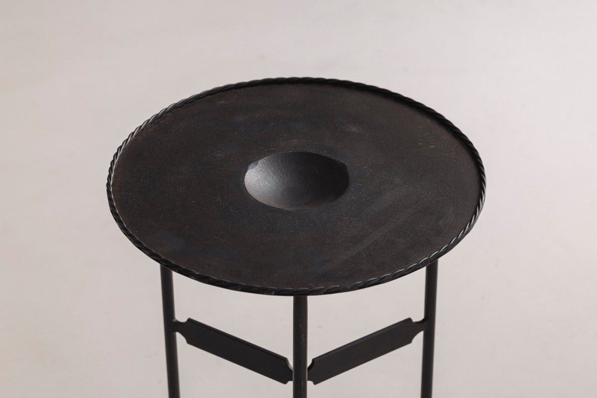 French Guéridon Side Table in Patinated Iron, 1940s. — alternate view