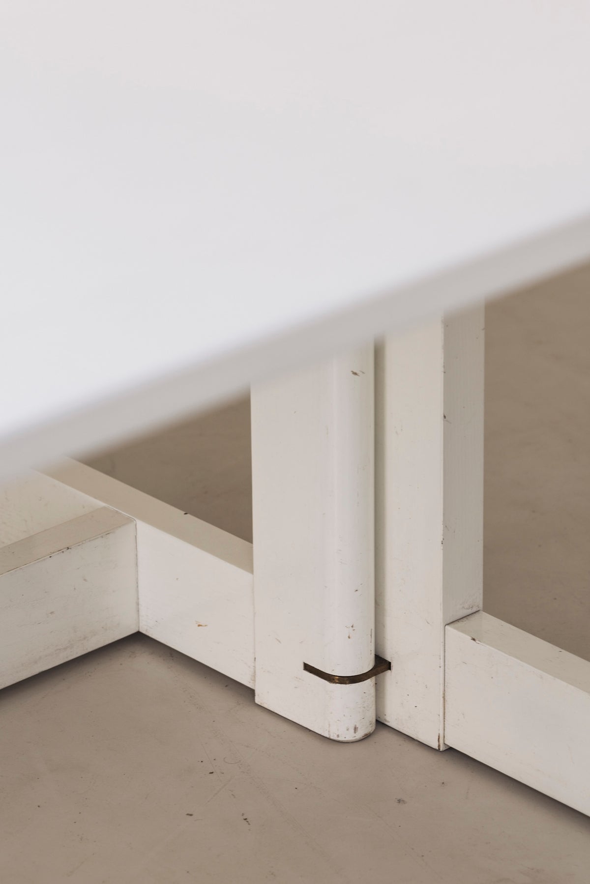 Italian White Lacquered Folding Table with Brass Details, 1960s — alternate view