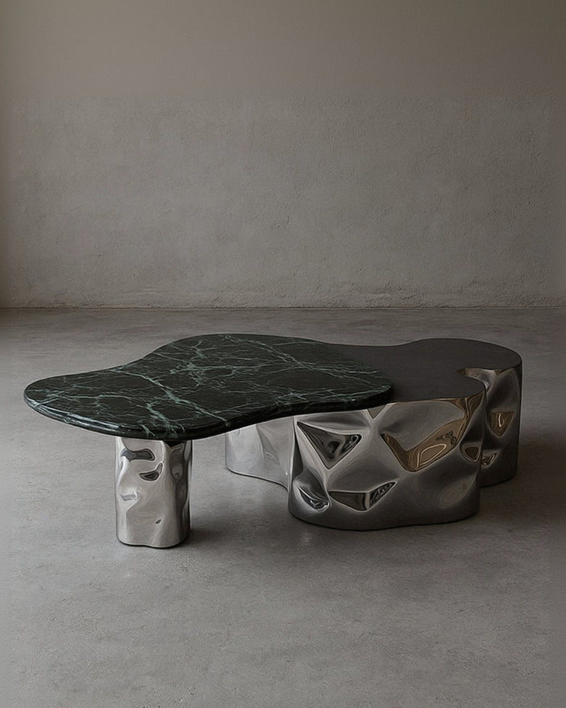Steel and Stone Coffee Table - Colgada Series by Nitush Aroosh — in context