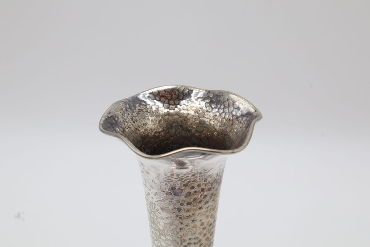 Art Deco Silver-Plated Trumpet Vase by Wellner – Germany, c. 1920 — side angle