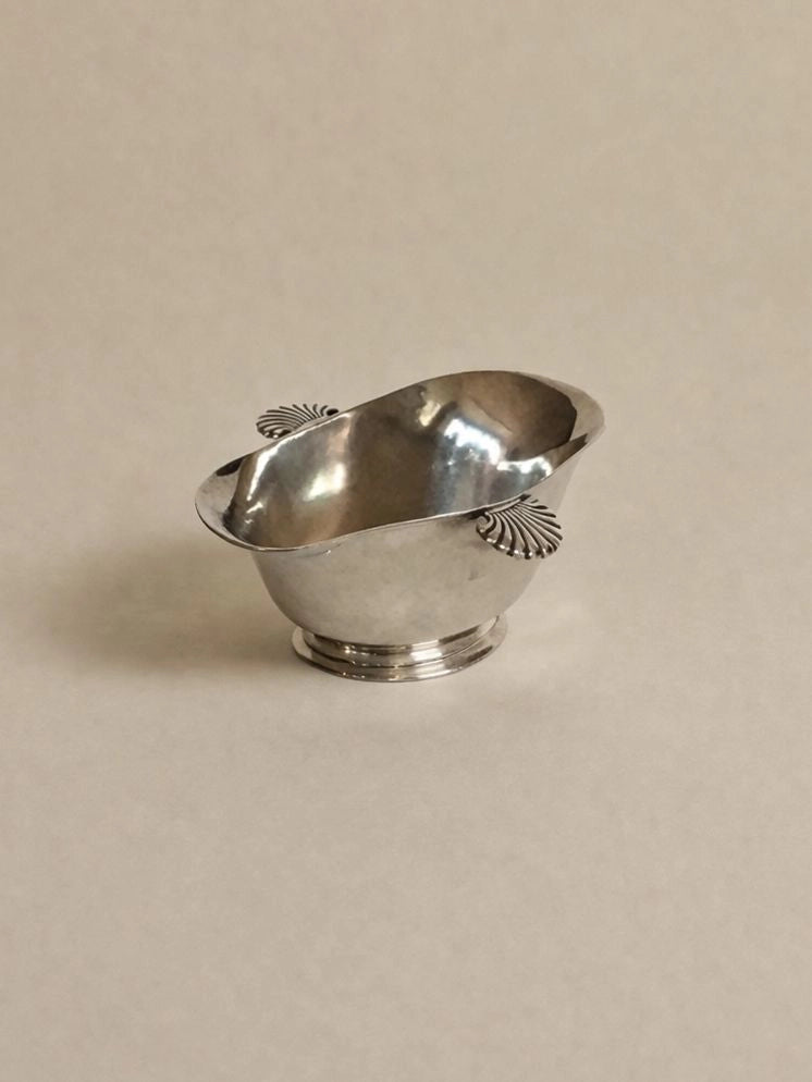 1950s Belgian Antique Wiskemann Silver-Plated Sauce Boat — side angle