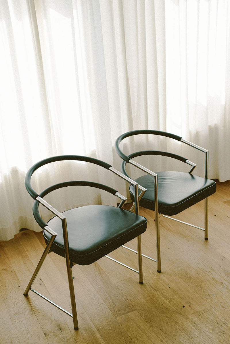 Modernist Chrome Armchair in Leather by Arcā Collections | The Oblist — leather seat, chrome frame