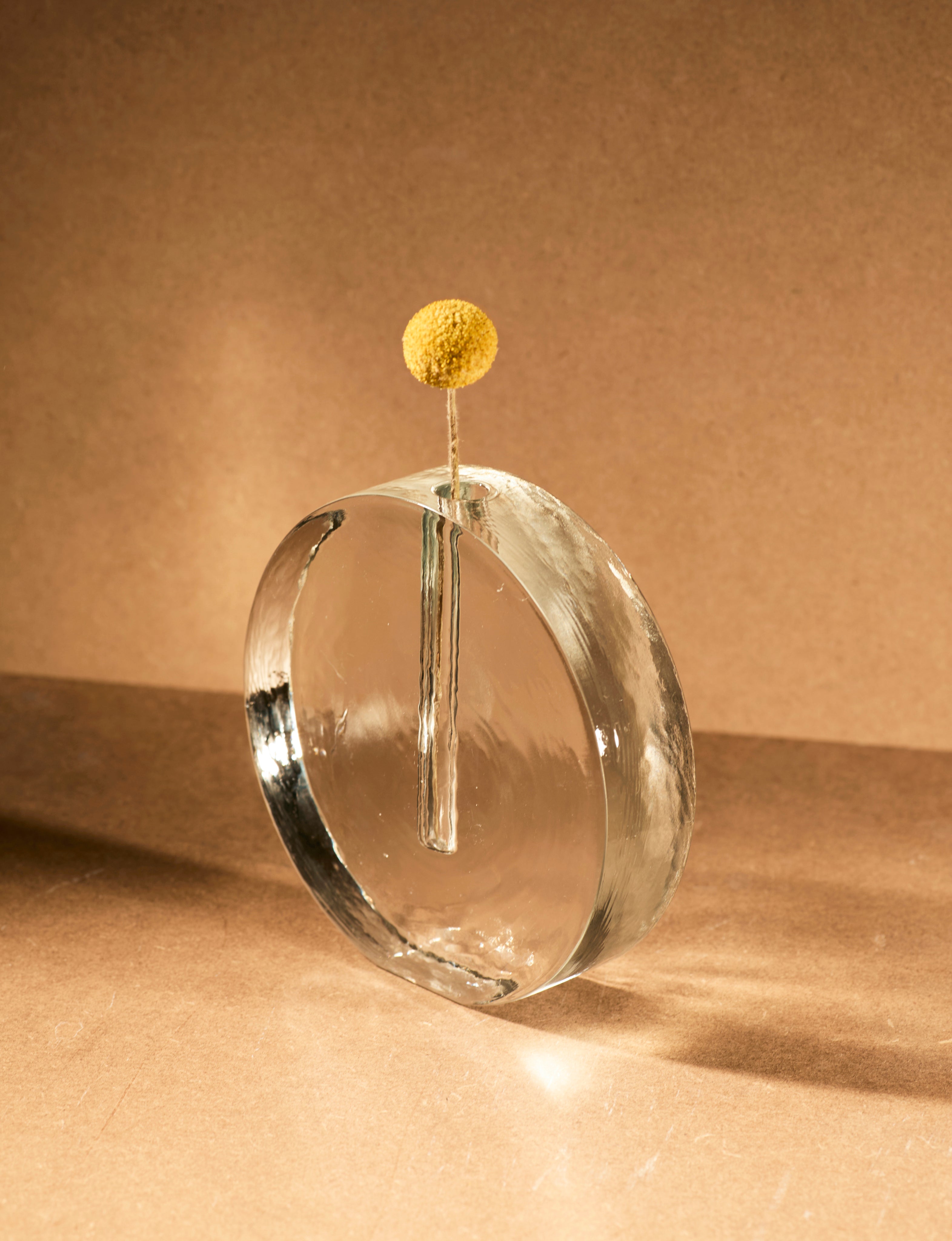Vintage Scandinavian Clear Vase in Glass — top view highlighting circular design