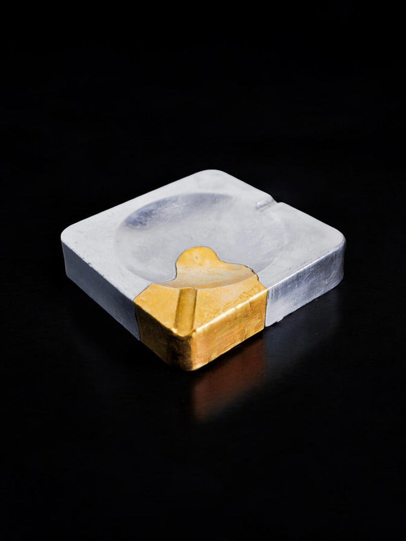 Brutalist ashtray by Art3 | The Oblist — brass and aluminum, vintage design