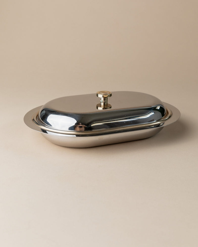 Stainless Steel Butter Dish, Italy 1970s by Bottega Jacobs | The Oblist — polished silver finish