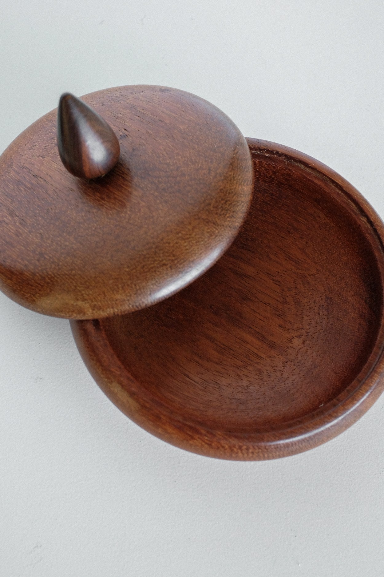 Handcrafted Wooden Lidded Bowl — side angle
