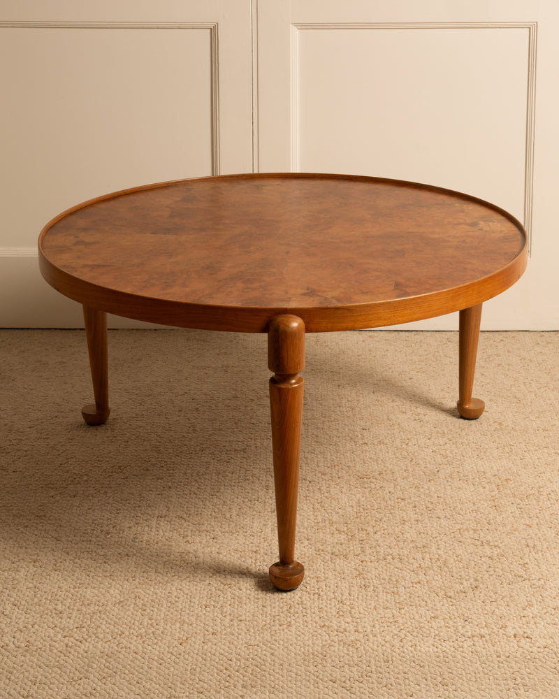 Josef Frank circular teak side table with turned legs, 1940s