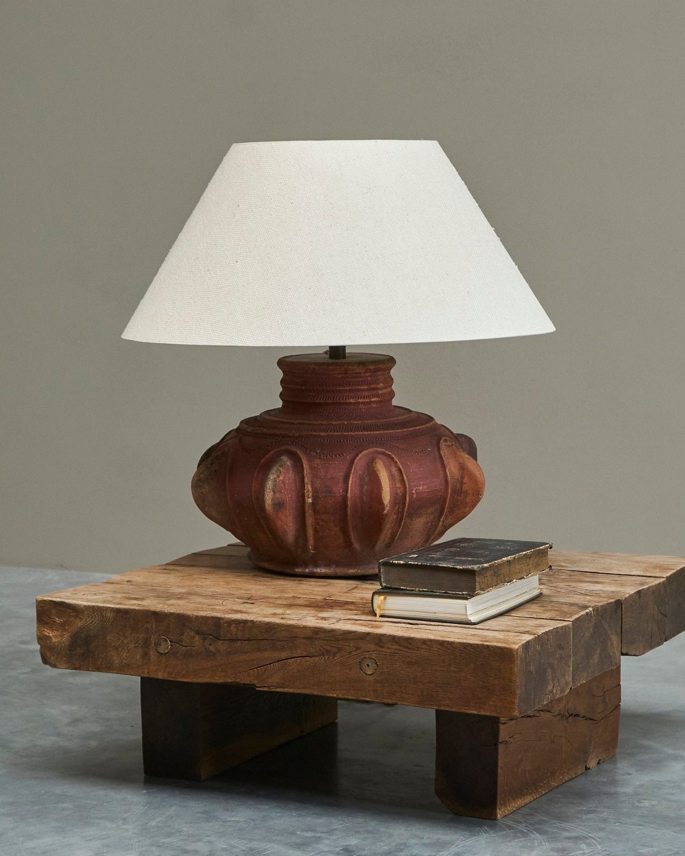 Monumental Wabi Sabi Style Studio Pottery Table Lamp — side angle