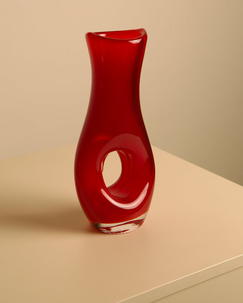 Red Murano Glass Vase from the 80s by Treaptyque | The Oblist — vintage handcrafted design