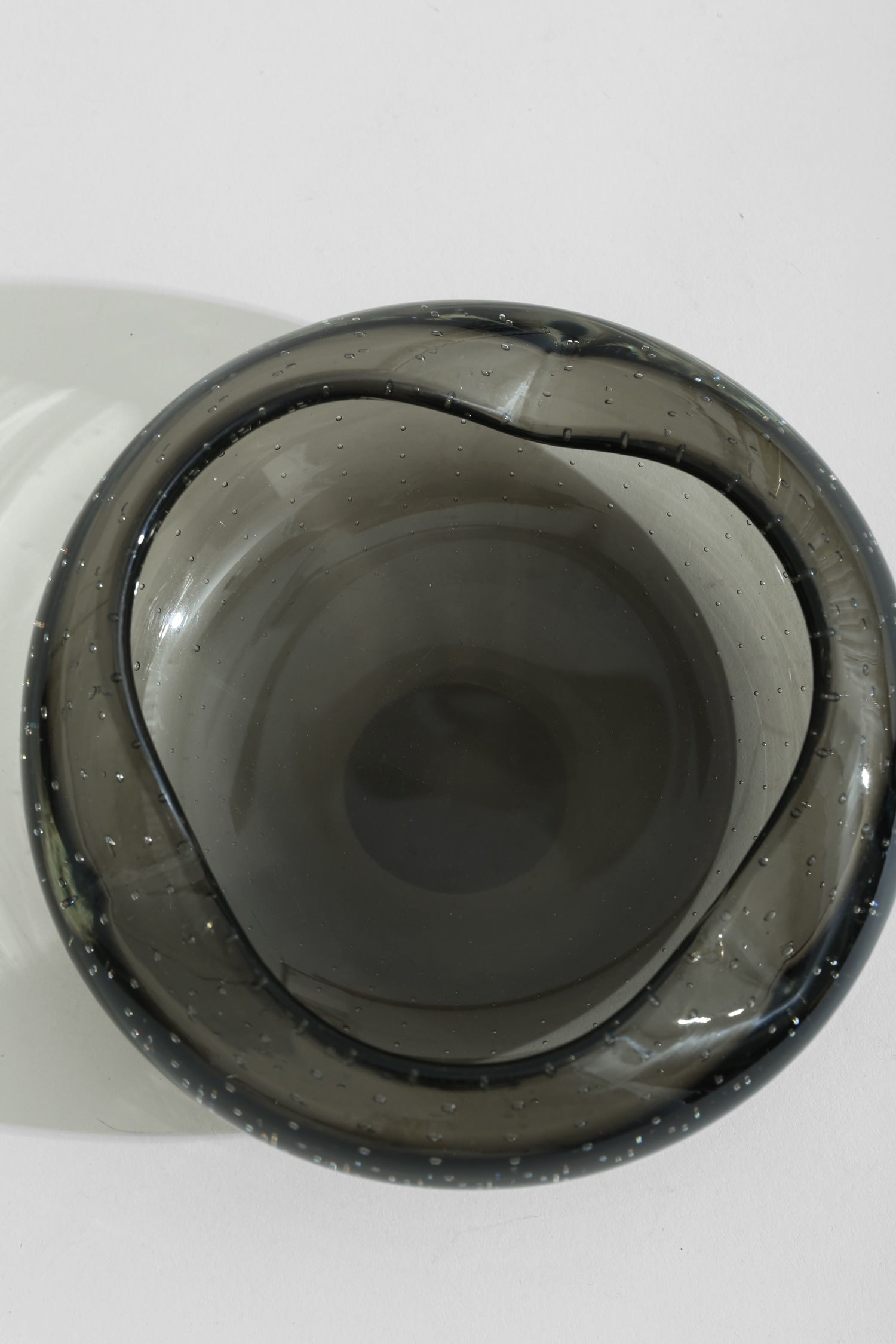 Italian Glass Catchall — top view showing dark glass texture