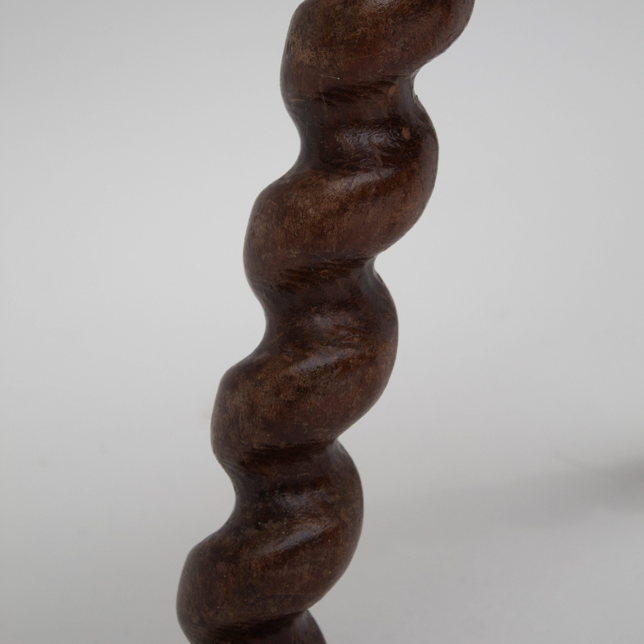 Set of 4 Primitive Oak Stools with Spiral Legs — in context