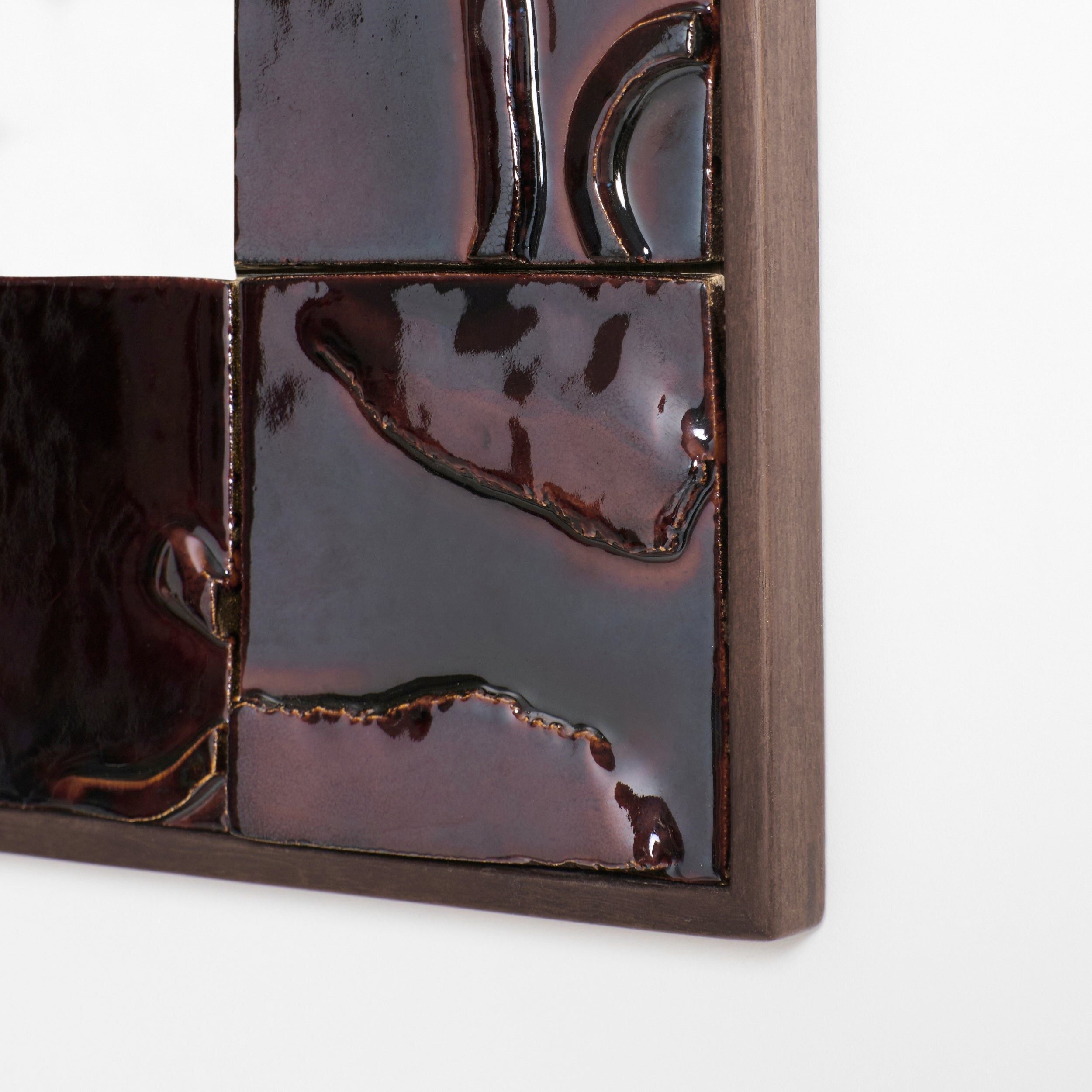 Tiled Mirror — side angle showing glossy ceramic tiles