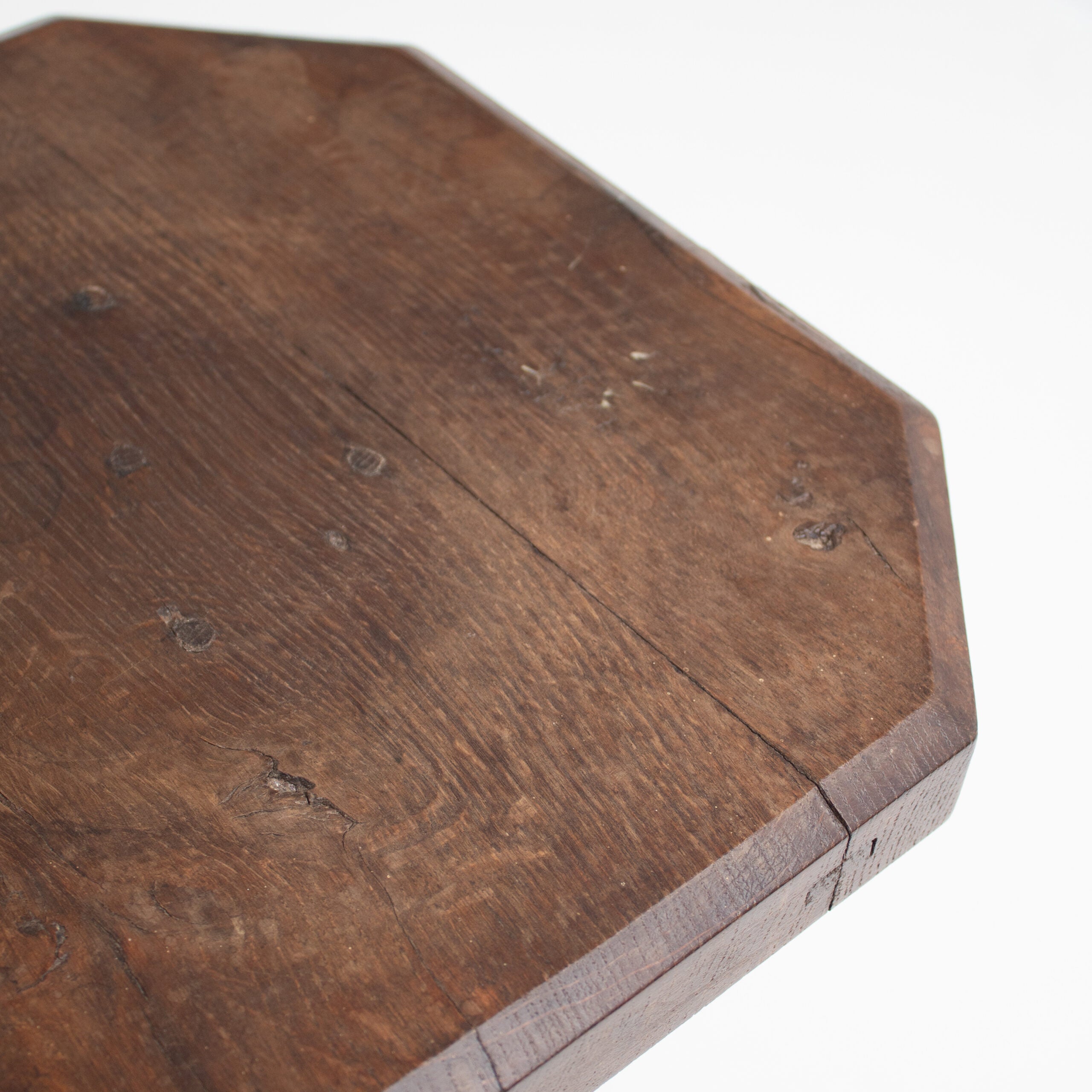 Brutalist Hand-Carved Wooden Pedestal in Solid Oak — in context