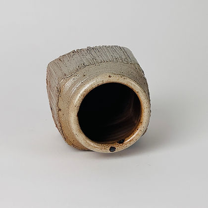 Stoneware Vase by Gustave Tiffoche — top view showing textured surface