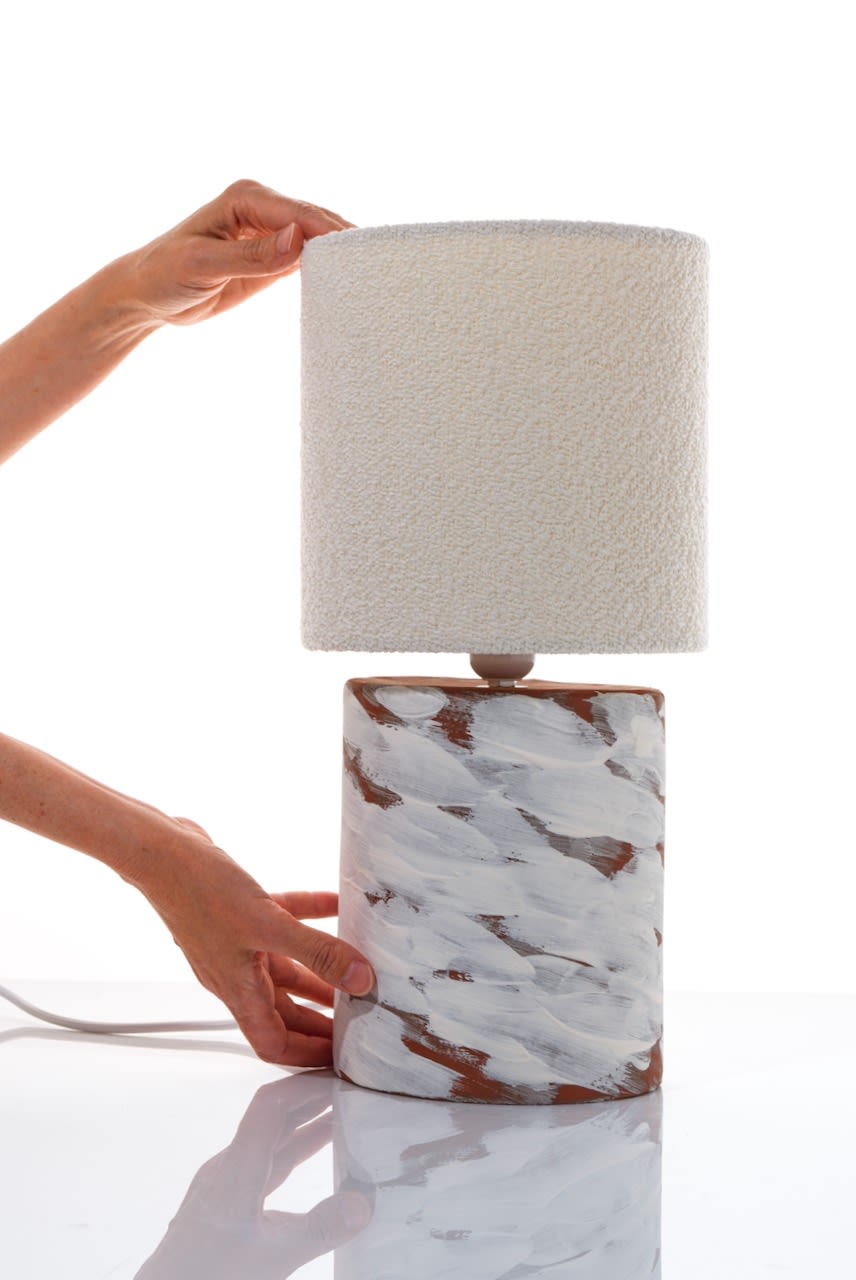 White Wind Table Lamps in Ceramic — close-up of textured ceramic base