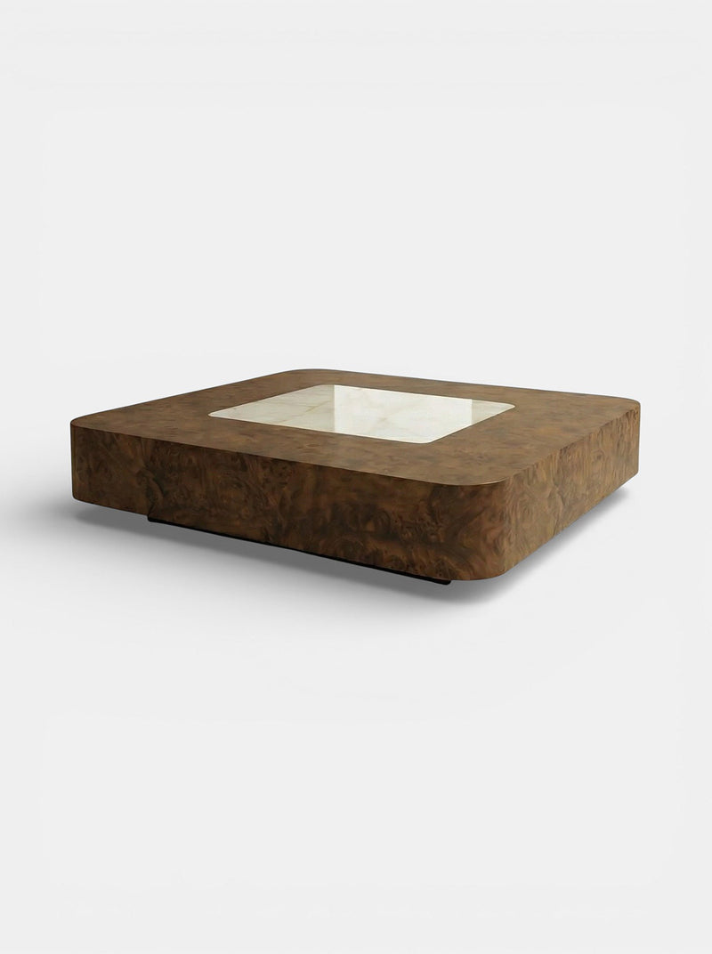 Baci Burl Wood and Shell Onyx Coffee Table — detail view