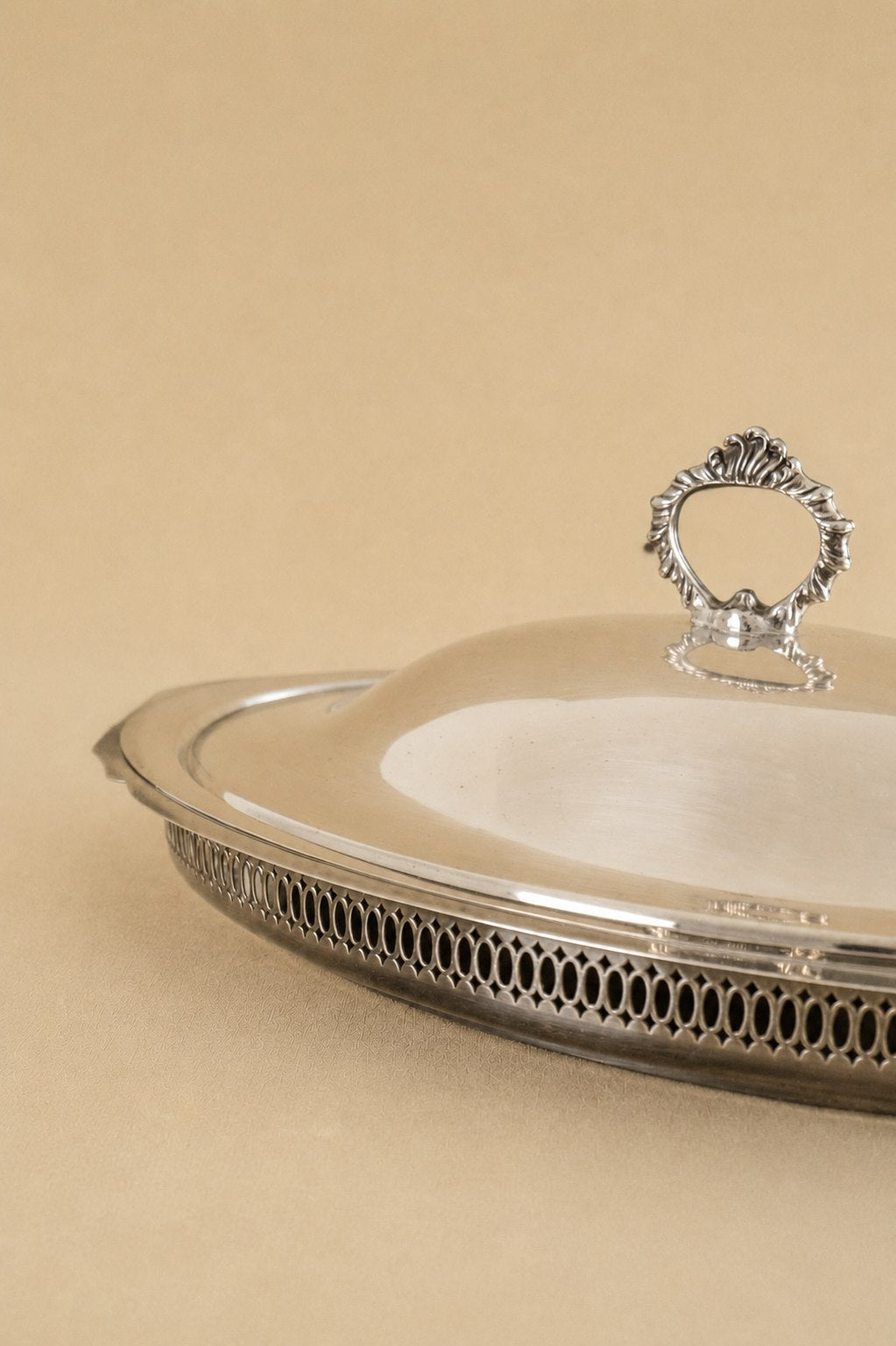 Silver-Plated Covered Serving Dish — lifestyle setting