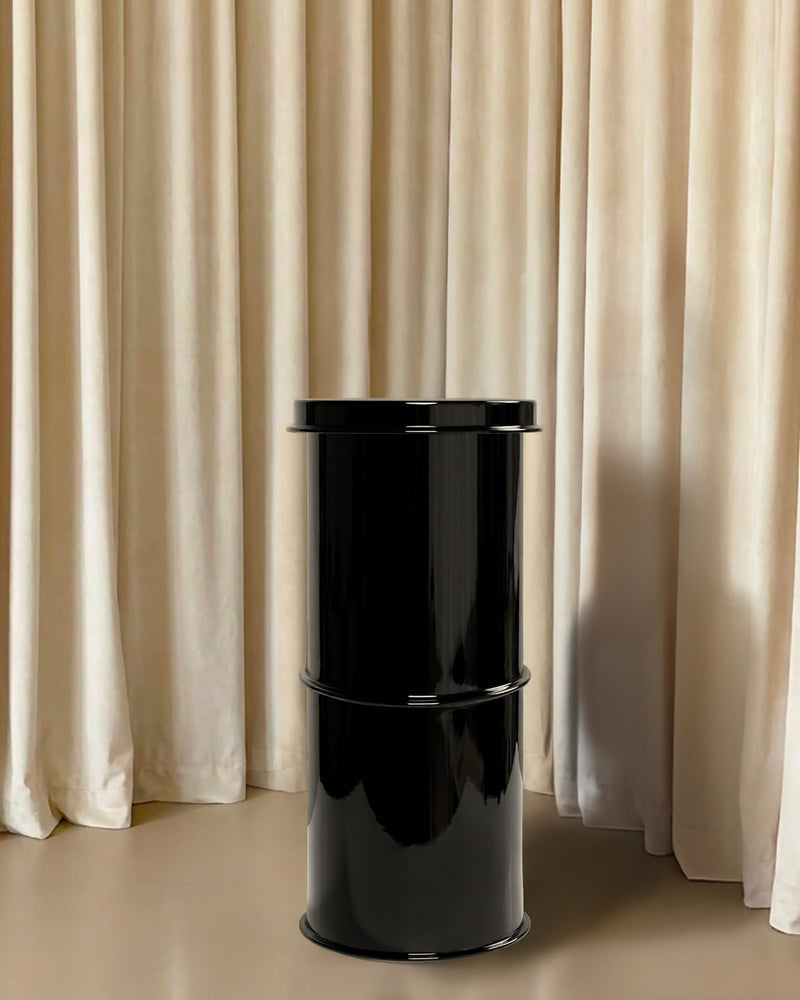 Contemporary End Tables - Modern Cylindrical Glossy Black Pedestal by CASPAL | The Oblist
