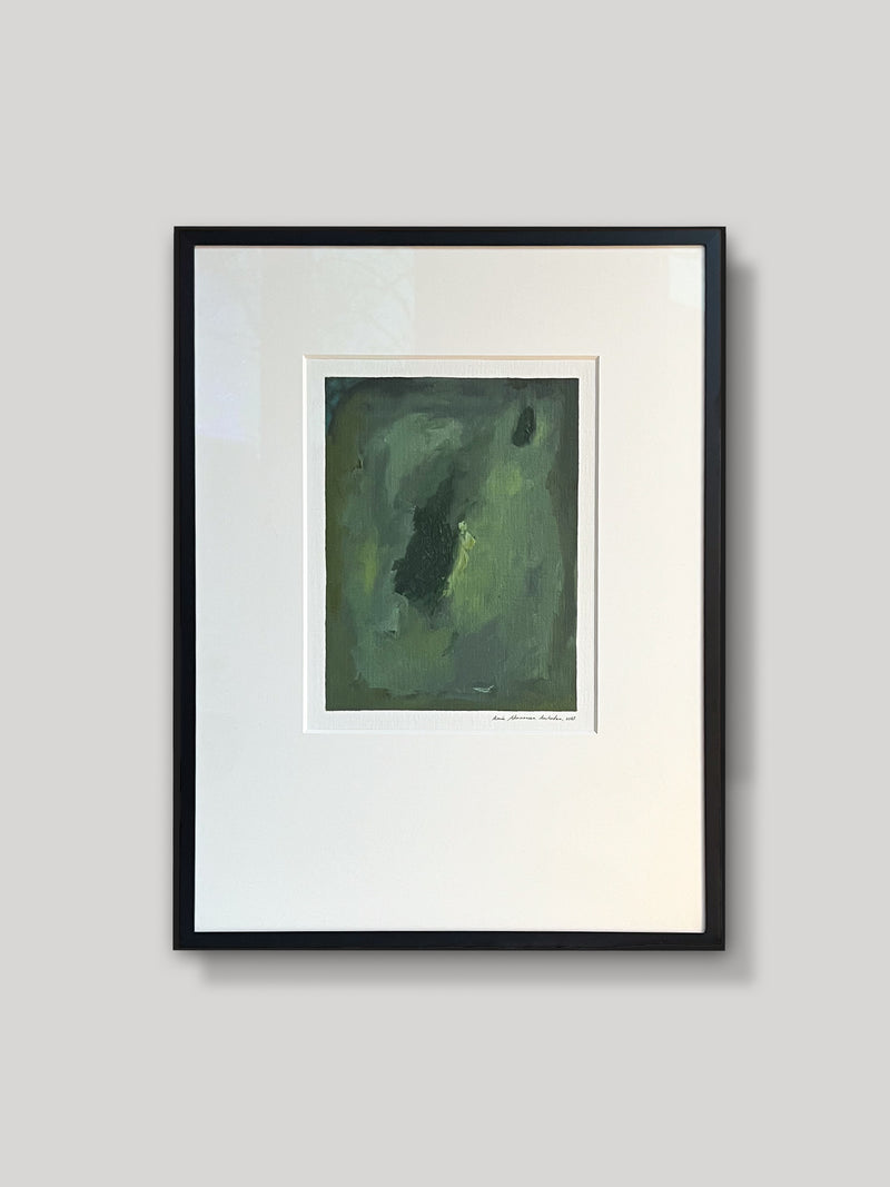 Oil painting on paper by Aimée Adriaansen | The Oblist — green tones, contemporary art