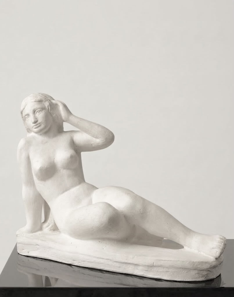 Reclining Nude, Sculpture in Plaster — close-up of white plaster detail