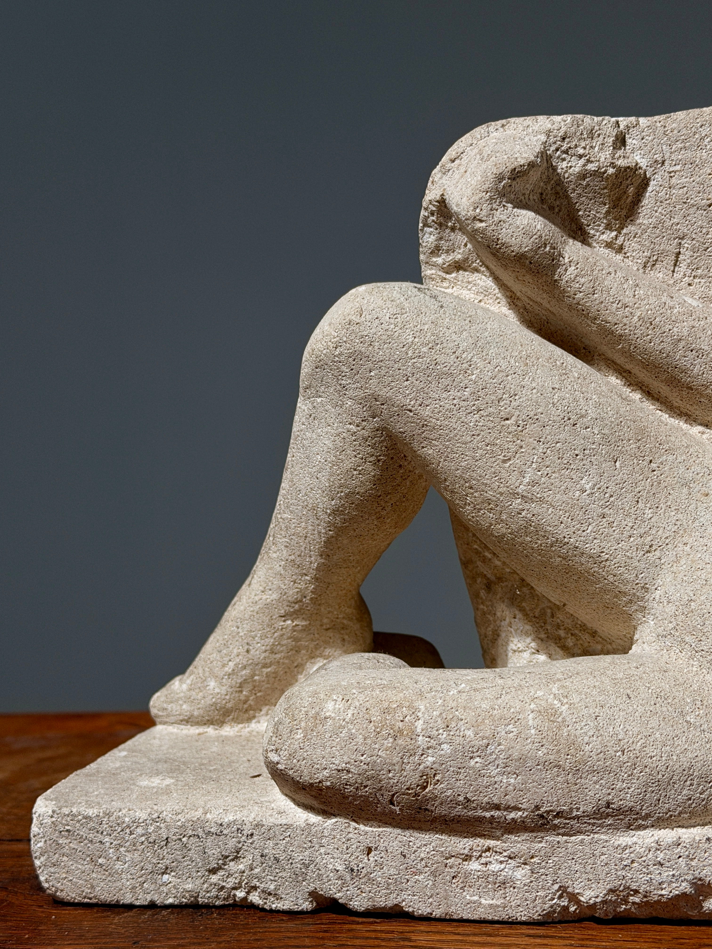 Exceptional female stone sculpture, France, circa 1920-1930.  — side angle